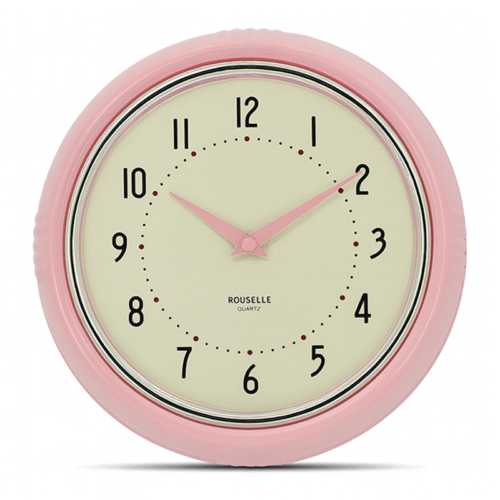 Vex Clock Rosa Reloj Pared Retro Rosa – Wasabi Haus
